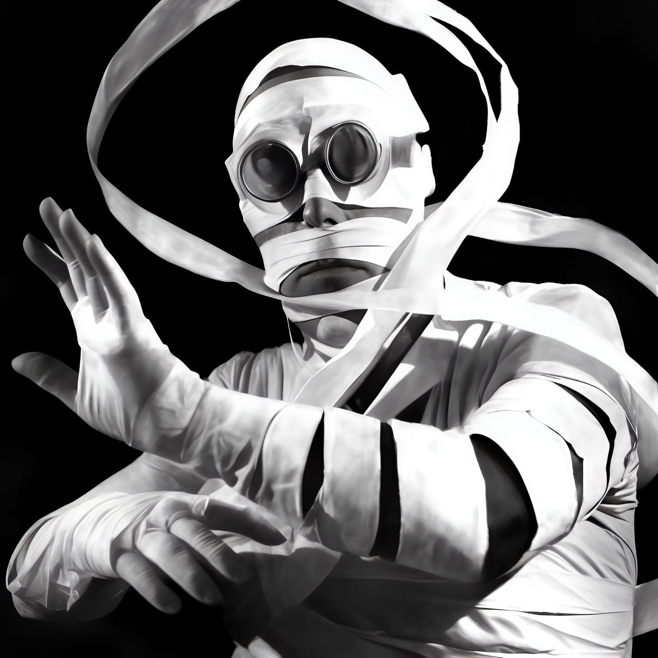 Designer mystérieux en tenue blanche et lunettes de laboratoire