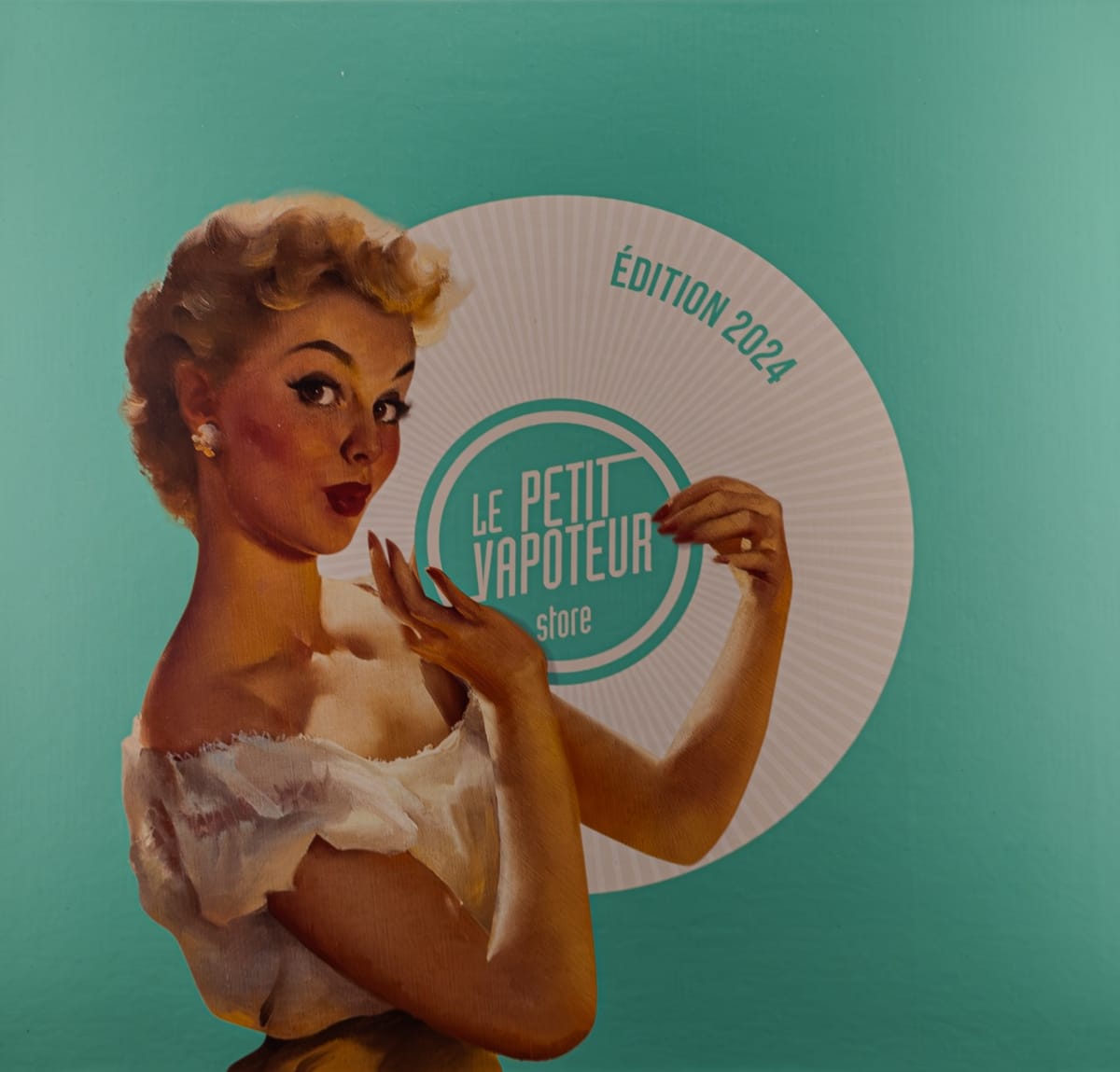 Détail du design rétro pin-up de la boîte du calendrier
